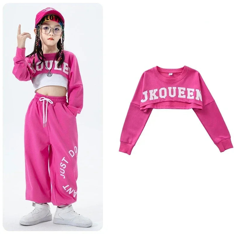 Girls Jazz Dance Performance Dress Girls Hip-hop Suit Cool Belly Button Exposed Clothing Children's Hip-hop Fashion Clothes 2023