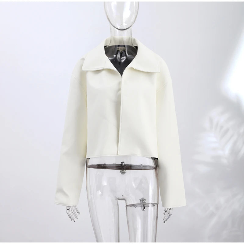 Street Pu Leather Women Jacket Elegant Long Sleeve Zippers Stand Collar Female Outwear 2026 Autumn Winter Chic Lady Coat
