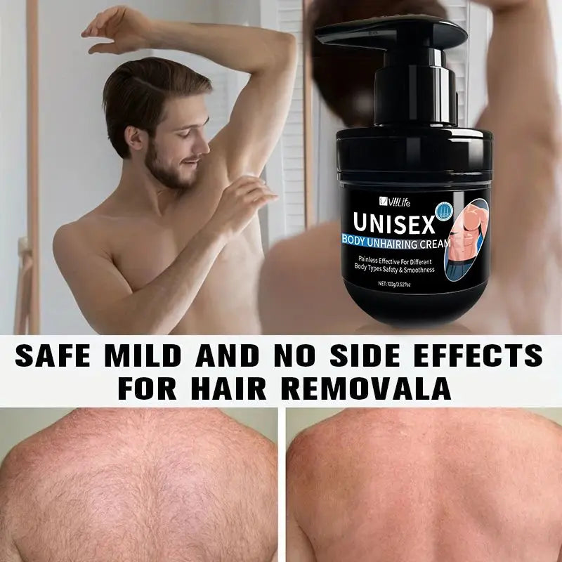 Viilife Men's Hair Removal Cream Nourishing Painless Non Irritating Growth Inhibitor Smooth Portable Body Hair Removal Lotion