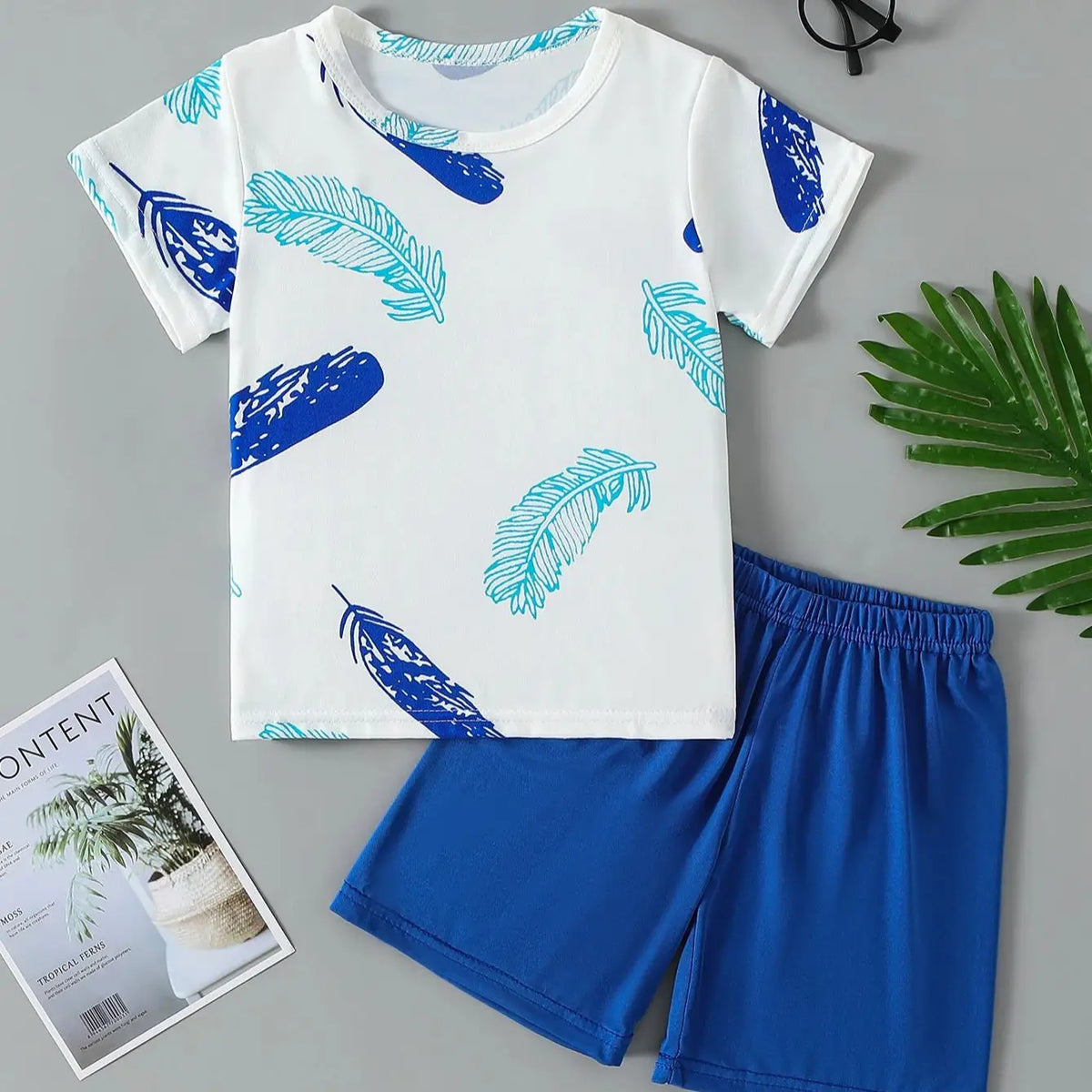 2-Pcs Children's Casual Cute Home Service Suit Boy Casual Joker Bear Print Short Sleeve Girl Comfortable Joker Sweet Shorts Suit