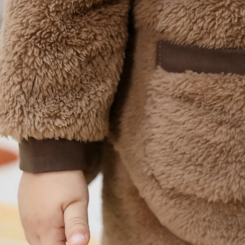 Children Flannel Set Autumn and Winter Baby Girl Clothes Fashion Toddler Outerwear Soft Infant Clothing Warm Baby Boys Suit 1-3Y