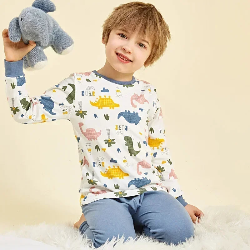 Kids Pajamas for Boys 2 3 4 5 6 7 8 9 10 11 12 14 Years Cotton Sleepwear Set Dinosaur Pyjamas Green Children Pijamas Clothing