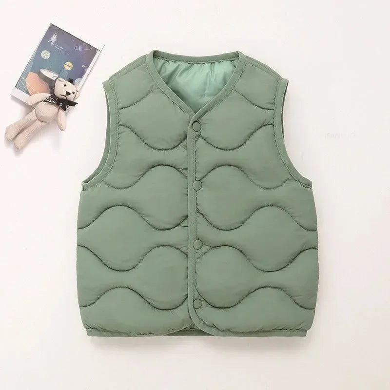 New Children Warm Cotton Vest Fashion Solid Boys Girls Baby Toddler Autumn Winter Waistcoats Casual Versatile Kids Clothing Tops