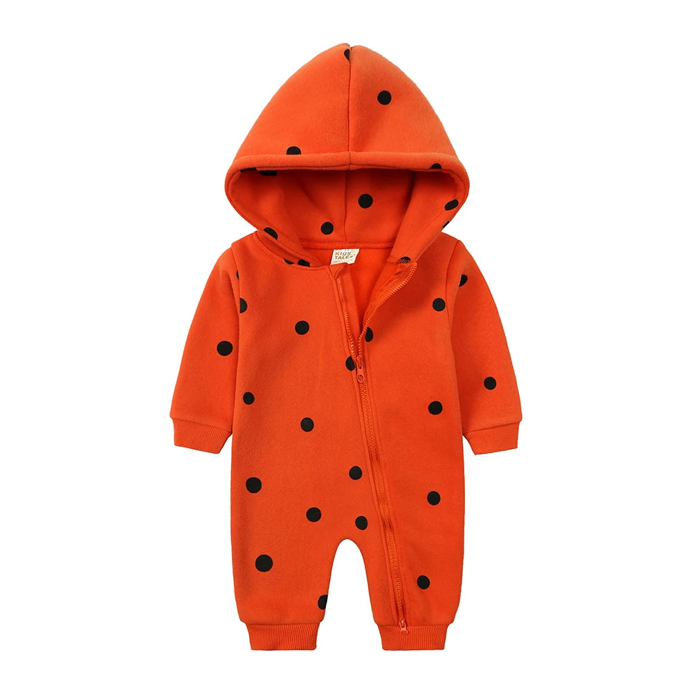 0-24M Cute Newborn Baby Romper Winter Thicken Fleece Warm Clothes Infant Hooded Bear Onesie Toddler Boy Girl Jumpsuits Pajamas