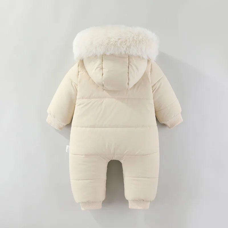 LILIGIRL Winter 2025 Jumpsuit with Thickened Warm Hooded Jumpsuit and Built-in Fleece for Baby Girl and Baby Boy Clothing
