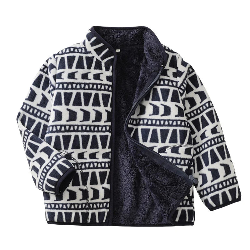 2-8T All Printed Children Clothing for Boys Girls Winter Fleece Jackets Zipper Cute Clothes Animals Hot Selling Thick Baby Coats
