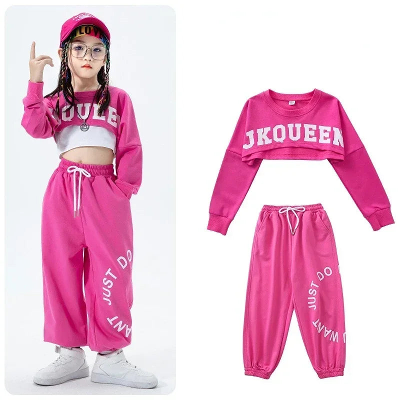 Girls Jazz Dance Performance Dress Girls Hip-hop Suit Cool Belly Button Exposed Clothing Children's Hip-hop Fashion Clothes 2023
