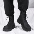 2025 hot sale Spring New Fashion Casual Simple Black British Style Men's Boots High Top Waterproof Casual Leather Boots