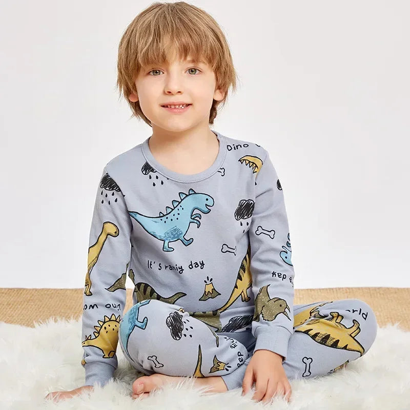 Kids Pajamas for Boys 2 3 4 5 6 7 8 9 10 11 12 14 Years Cotton Sleepwear Set Dinosaur Pyjamas Green Children Pijamas Clothing