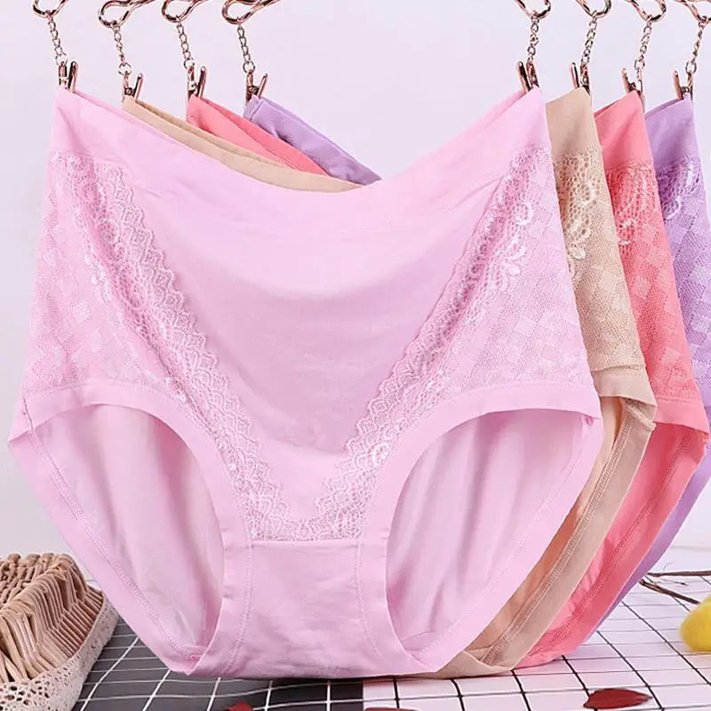 4Pcs/Set Modal Underpants Women Panties Plus Size Sexy Lace Underwear Plus Size Female Briefs Soft Breathable Lingerie 40-100KG