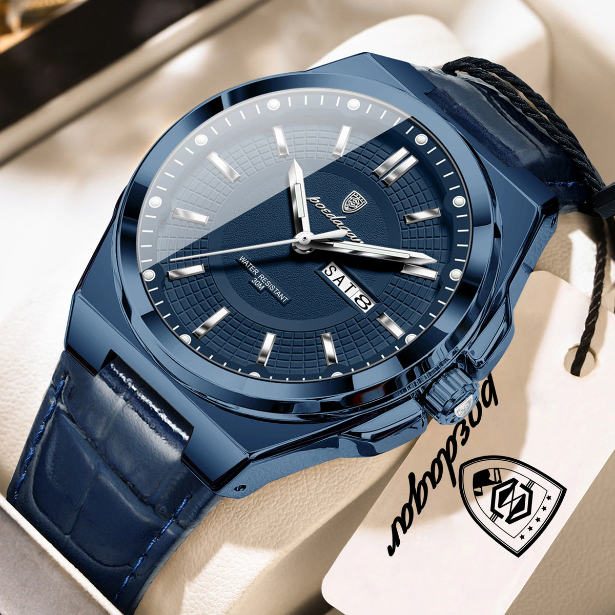 POEDAGAR High Quality Fashion Man Wristwatch Waterproof Luminous Date Week Business Quartz Men's Watches Leather Men Watch Reloj