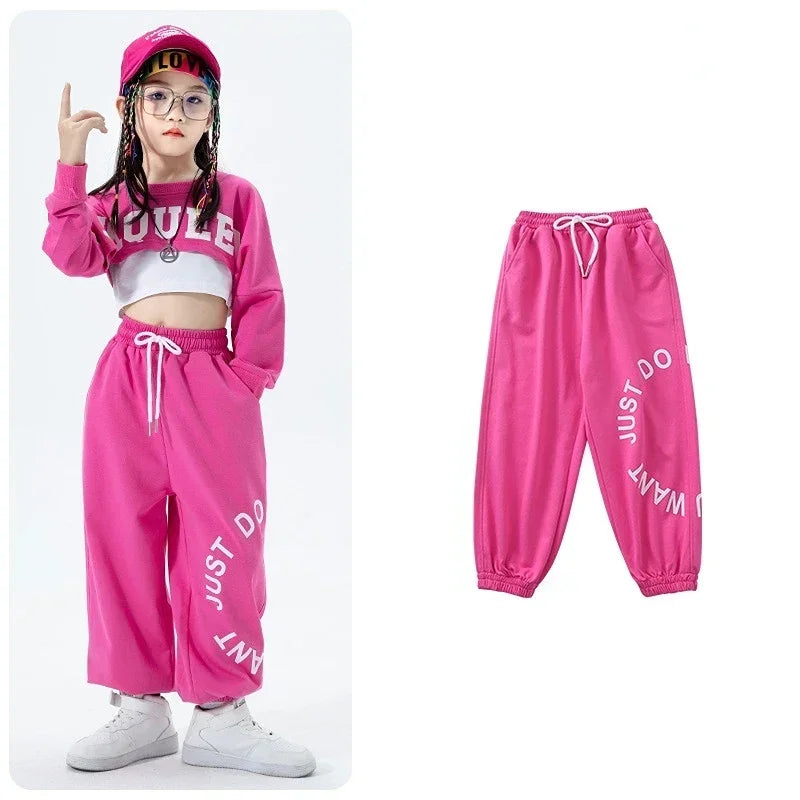 Girls Jazz Dance Performance Dress Girls Hip-hop Suit Cool Belly Button Exposed Clothing Children's Hip-hop Fashion Clothes 2023