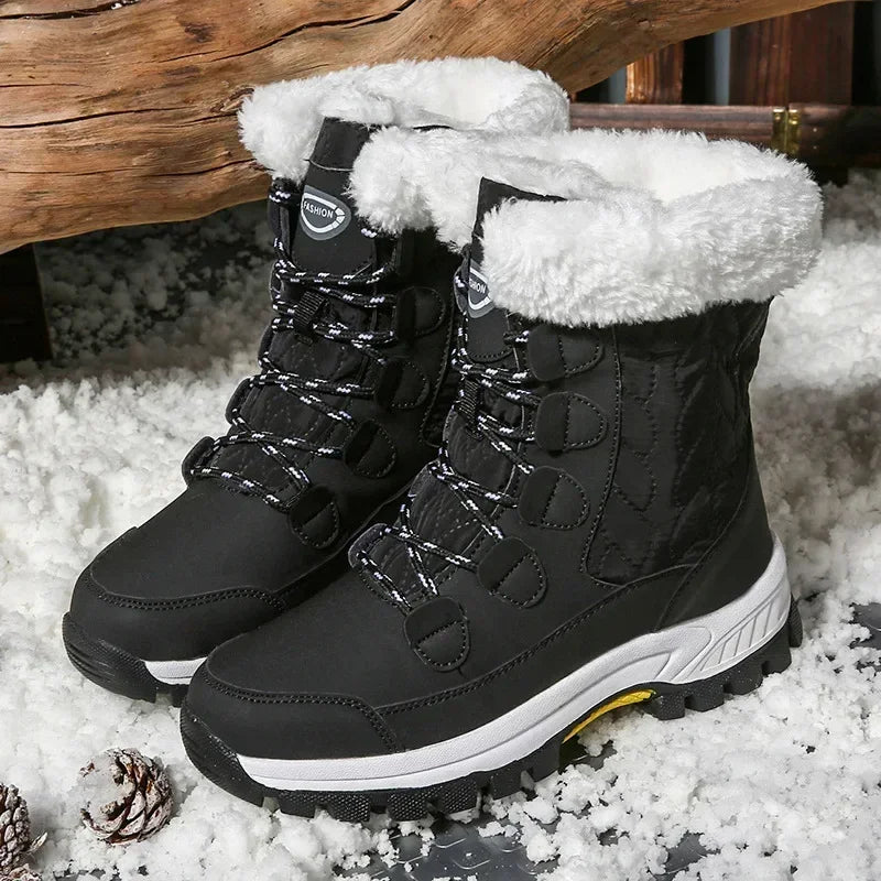 Women's winter boots, mid calf warm lined snow boots, non slip warm shoes, fashionable casual women's boots 2025