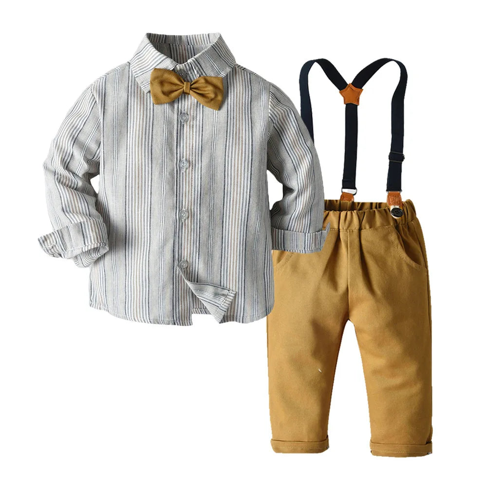 Boys Suits Blazers Clothes Suits For Wedding Formal Party Striped Baby Vest Shirt Pants Kids Boy Outerwear Clothing Set