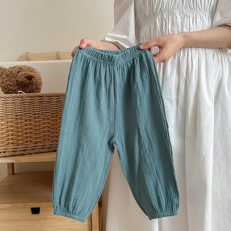 Solid Color Simple Children's Pants Summer Clothing Thin Loose Kids Anti-mosquito Pants Baby Girls Bloomers Casual Trousers