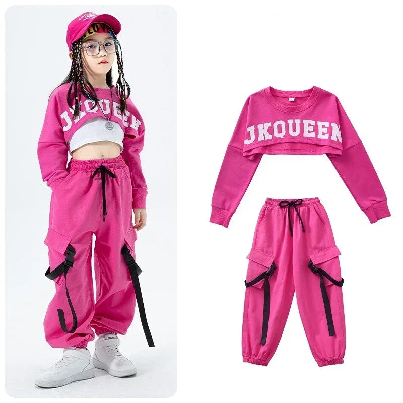 Girls Jazz Dance Performance Dress Girls Hip-hop Suit Cool Belly Button Exposed Clothing Children's Hip-hop Fashion Clothes 2023