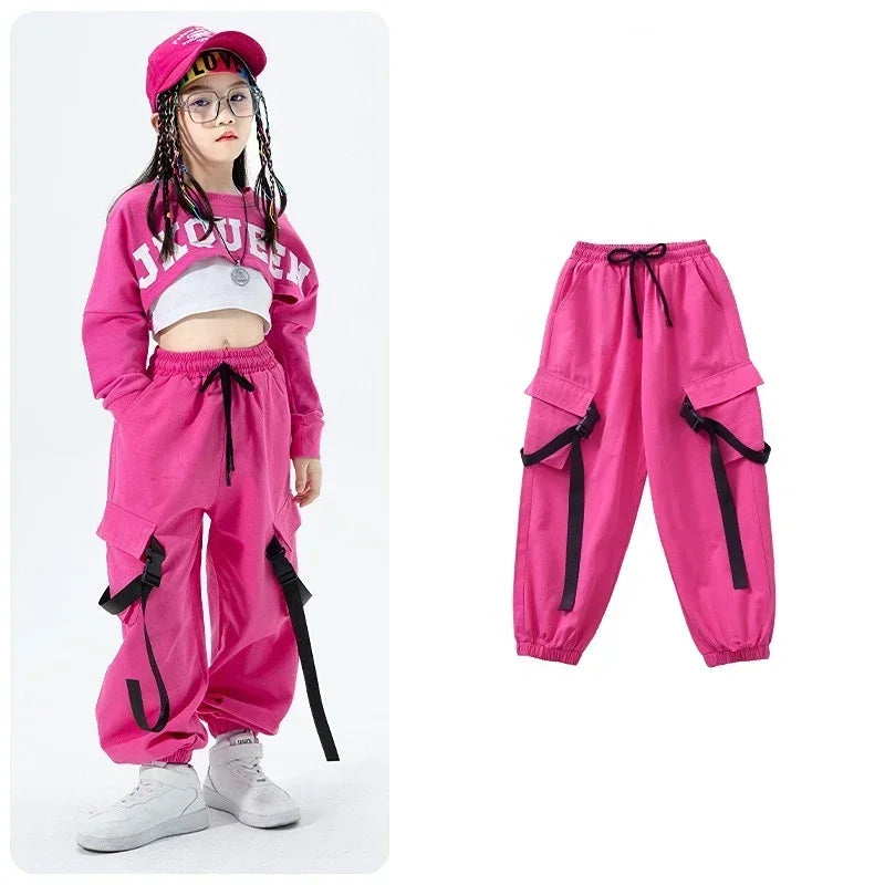 Girls Jazz Dance Performance Dress Girls Hip-hop Suit Cool Belly Button Exposed Clothing Children's Hip-hop Fashion Clothes 2023