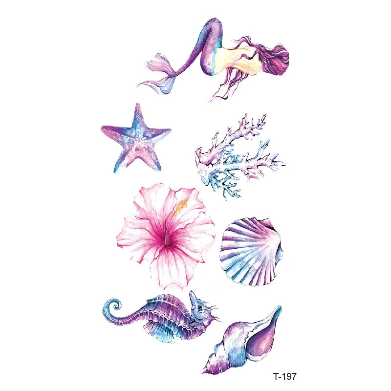 Small Waterproof Temporary Tattoo Sticker Colorful Leaf Flower Elephant Dolphin Art Wrist Neck Women Fake Mini Tatoo