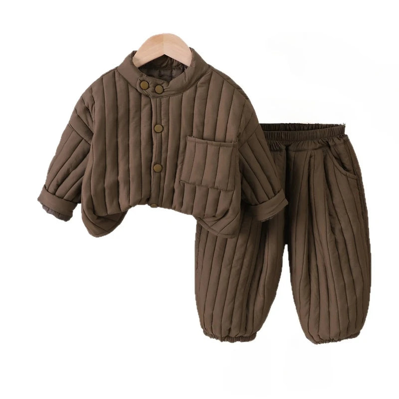 New Winter Baby Girls Clothes Set Children Boys Thick Warm Jacket Pants 2Pcs/Set Infant Clothing Toddler Costume Kids Tracksuits
