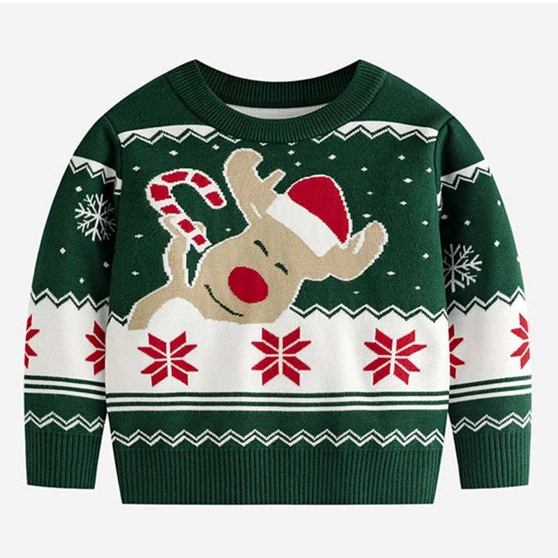 Xmas New Children Sweater Kids Warm Thicken Knitted Clothing Autumn Winter Baby Pullover Clothing Toddlers Christmas Sweaters