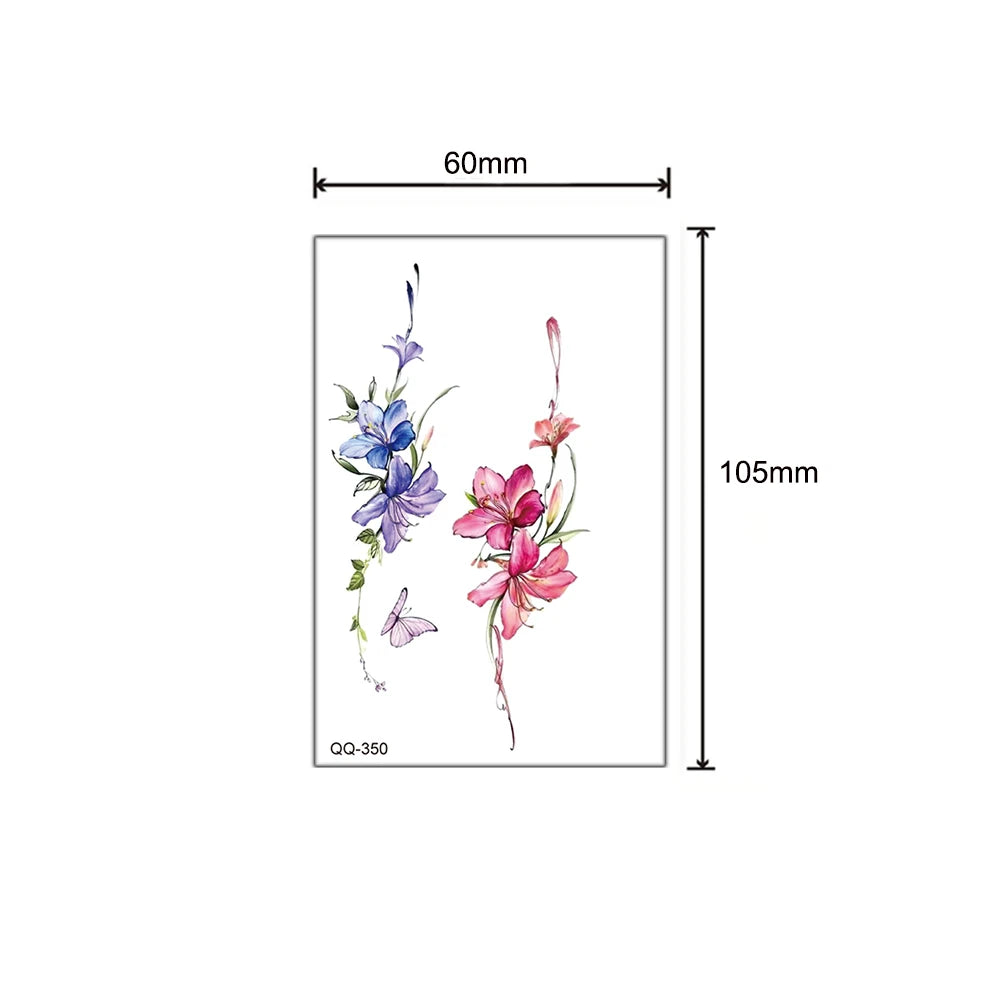 Small Waterproof Temporary Tattoo Sticker Colorful Leaf Flower Elephant Dolphin Art Wrist Neck Women Fake Mini Tatoo