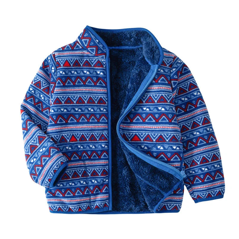 2-8T All Printed Children Clothing for Boys Girls Winter Fleece Jackets Zipper Cute Clothes Animals Hot Selling Thick Baby Coats