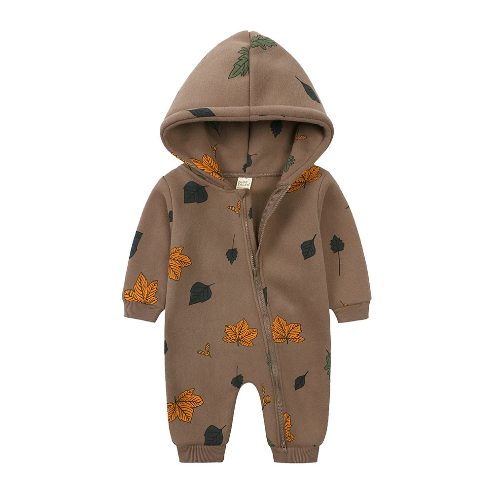 0-24M Cute Newborn Baby Romper Winter Thicken Fleece Warm Clothes Infant Hooded Bear Onesie Toddler Boy Girl Jumpsuits Pajamas