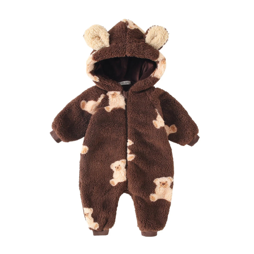 Sanlutoz Cute Winter Zipper Long Sleeve Baby Rompers Clothing Warm Hooded Thickened Animal