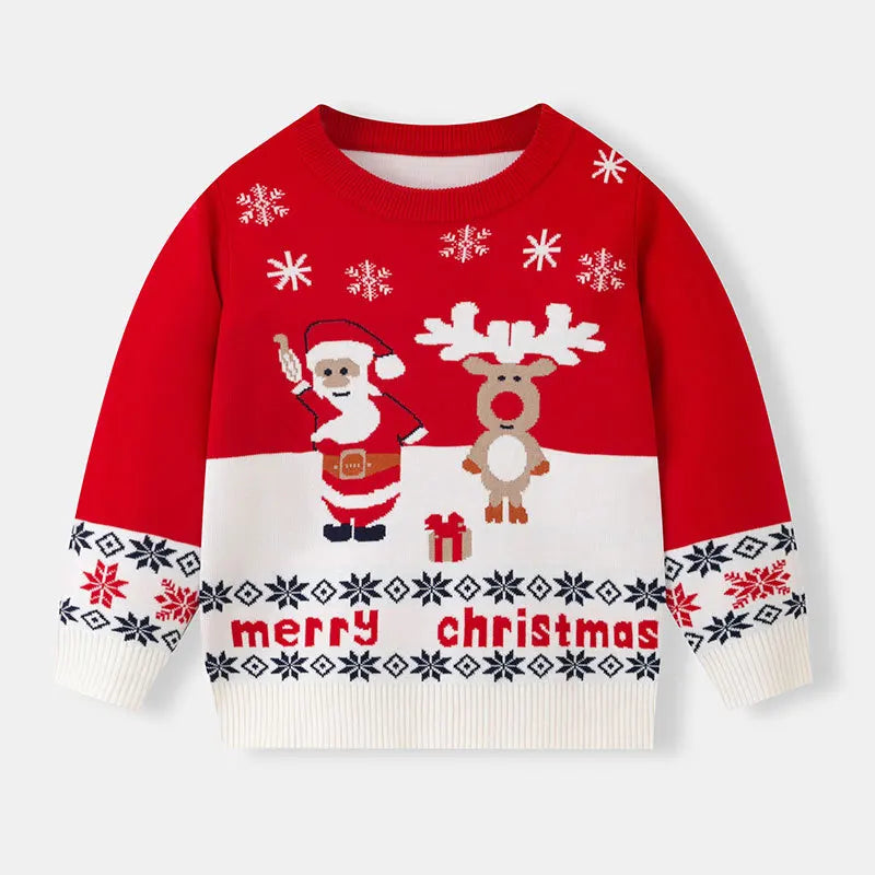 Xmas New Children Sweater Kids Warm Thicken Knitted Clothing Autumn Winter Baby Pullover Clothing Toddlers Christmas Sweaters