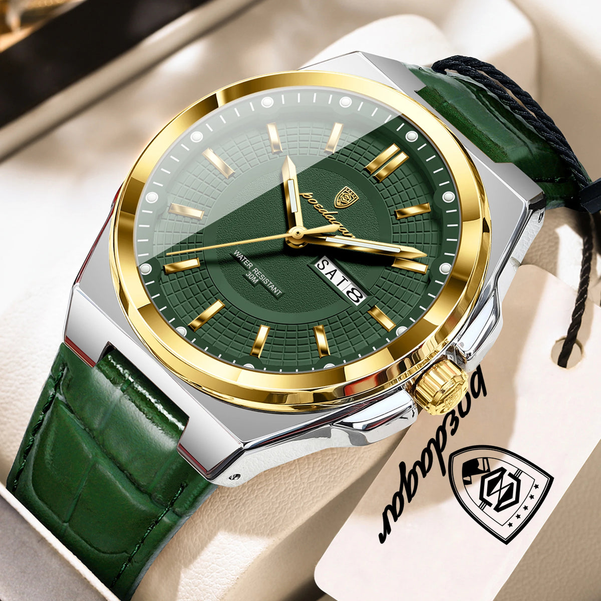 POEDAGAR High Quality Fashion Man Wristwatch Waterproof Luminous Date Week Business Quartz Men's Watches Leather Men Watch Reloj