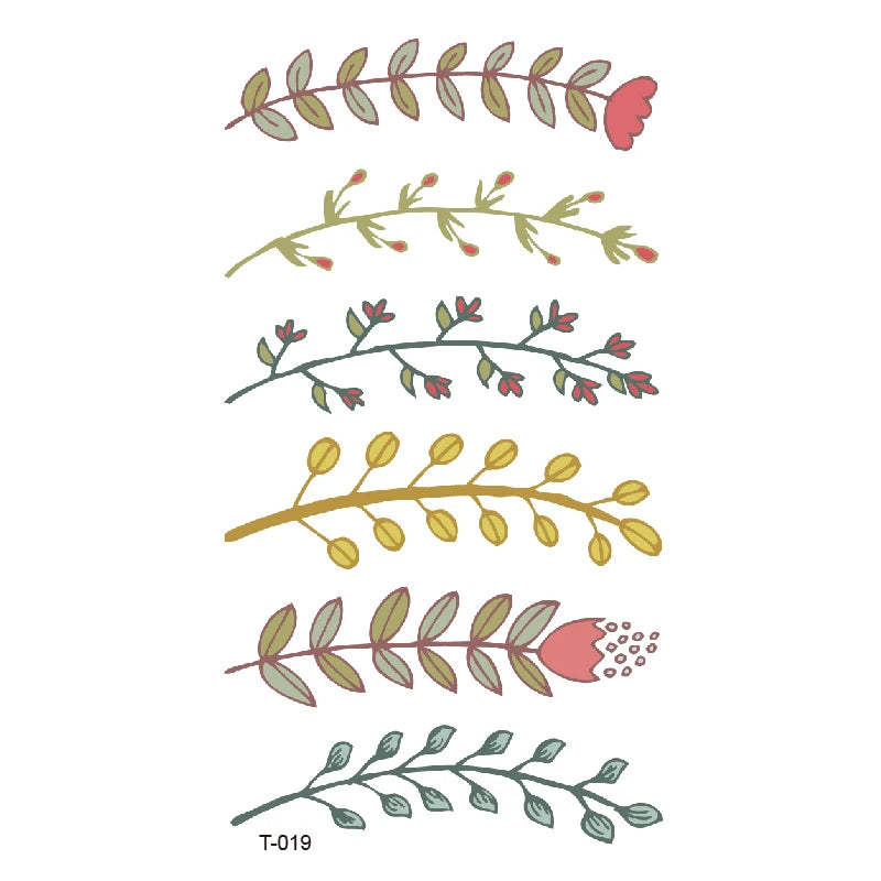 Small Waterproof Temporary Tattoo Sticker Colorful Leaf Flower Elephant Dolphin Art Wrist Neck Women Fake Mini Tatoo