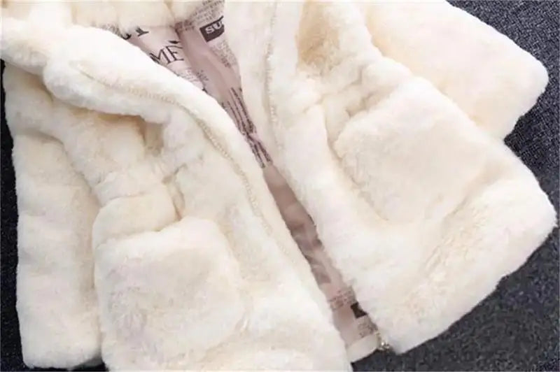 Solid Color Girls Winter Coat Fleece Thickened Kids Hooded Jacket Keep Warm Girls' autumn clothes White Pink Children's clothing