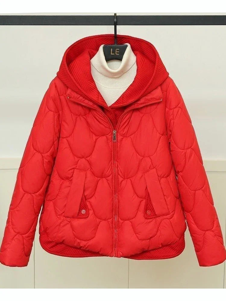 New Fitshinling Fashion New In Warm Parkas Coat Women Clothing Fake Two-piece Cotton Leisure Solid Color Winter  Female Tops