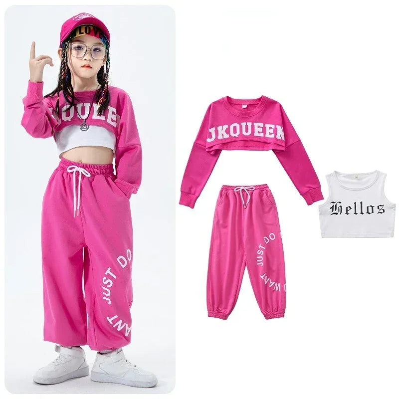 Girls Jazz Dance Performance Dress Girls Hip-hop Suit Cool Belly Button Exposed Clothing Children's Hip-hop Fashion Clothes 2023