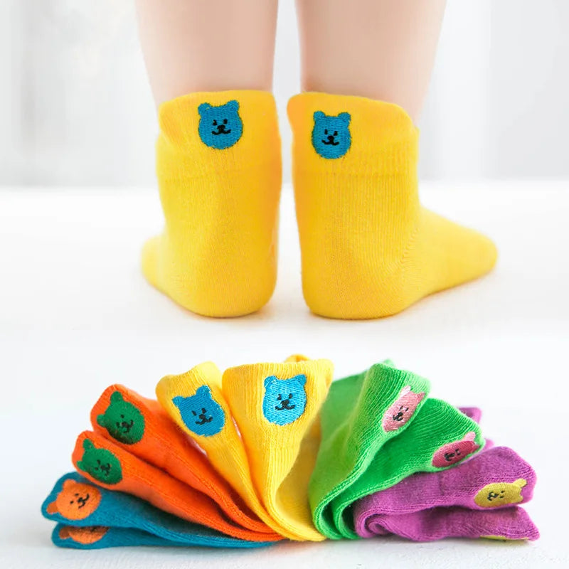 5 Pairs/Lot Children Socks Boy Girl Baby Embroidery Cotton Wild Soft Cozy Breathable for 1-12Y Summer Kids Casual Boat Socks
