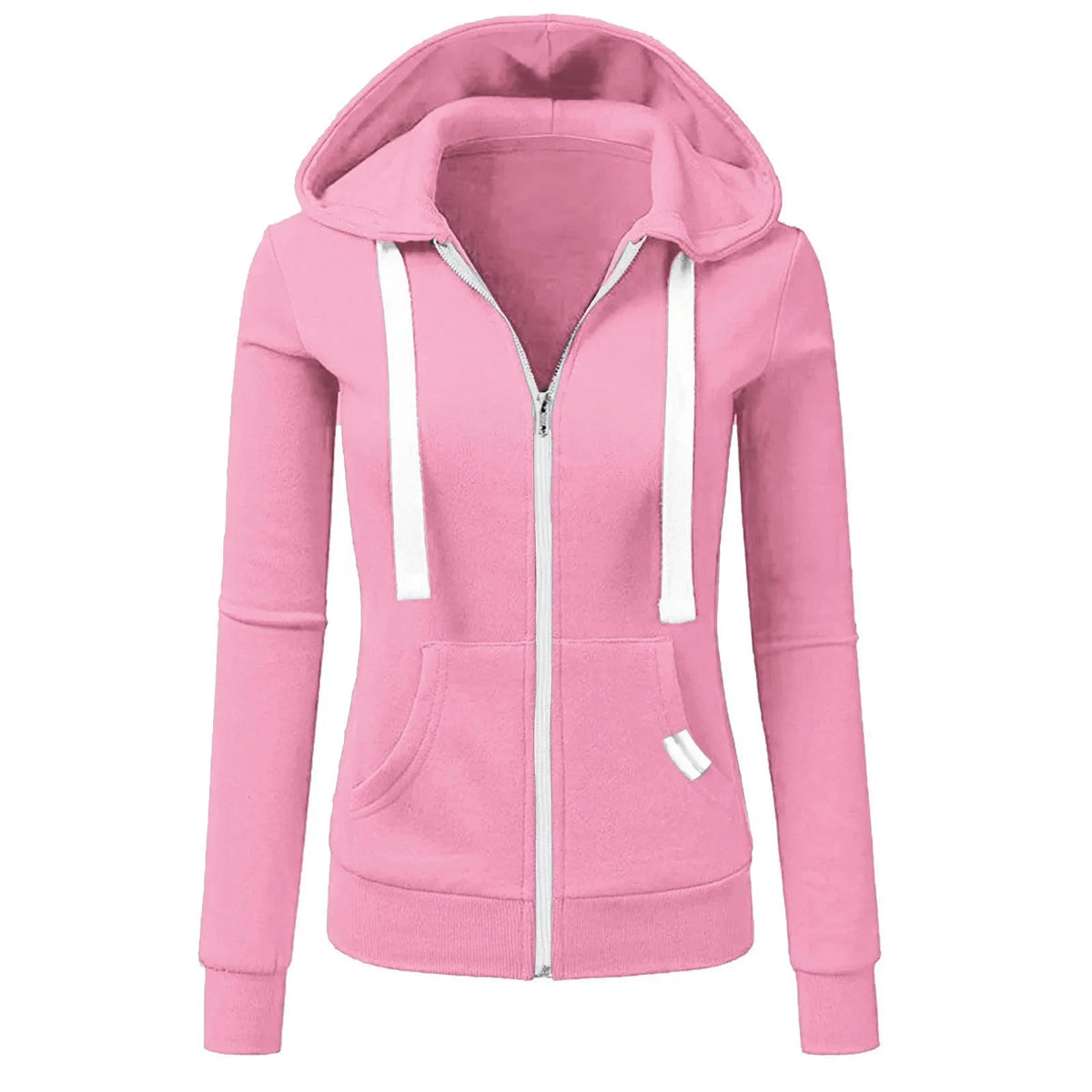 2025 Autumn/Winter New Women Solid Color Fashion Hoodie Long Sleeve Zipper Pocket with Label Outdoor Sports Jogging Clothing
