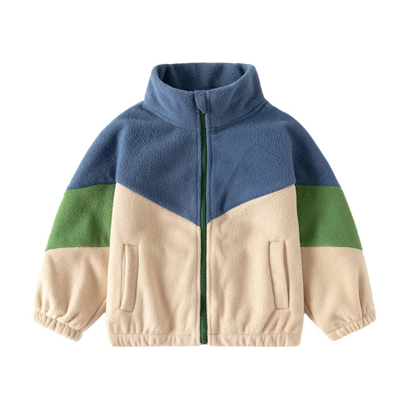 Winter Clothes Children's Clothing New Children's Polar Fleece Jacket Boy Baby Color Matching Casual Tops Casual Simple
