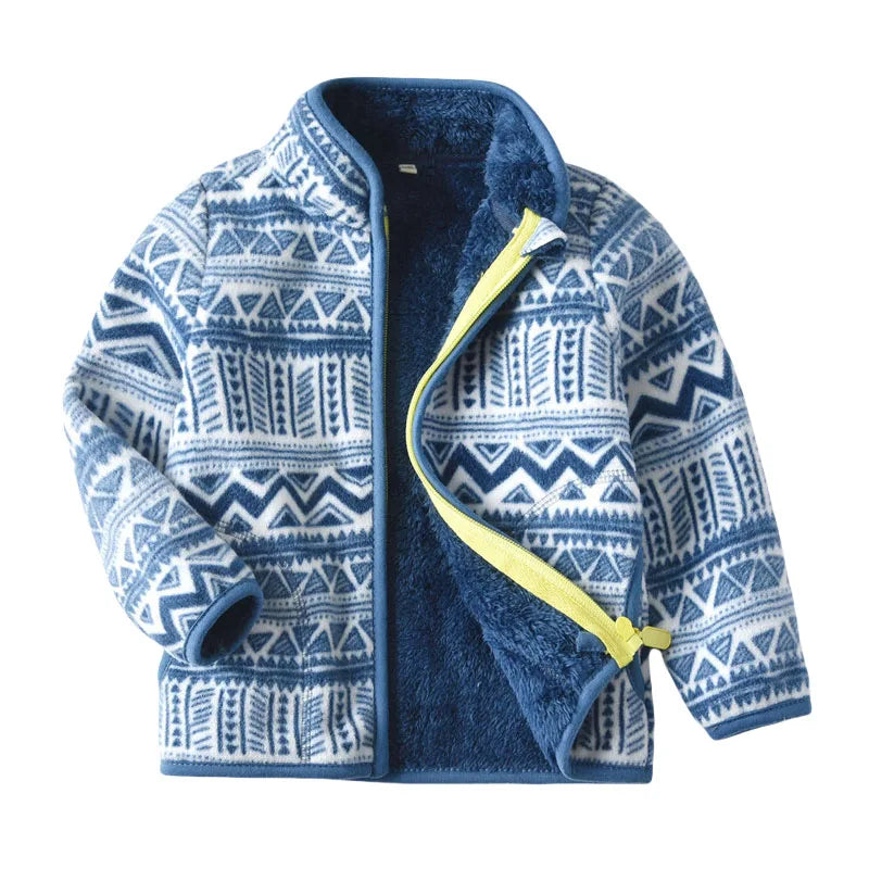 2-8T All Printed Children Clothing for Boys Girls Winter Fleece Jackets Zipper Cute Clothes Animals Hot Selling Thick Baby Coats